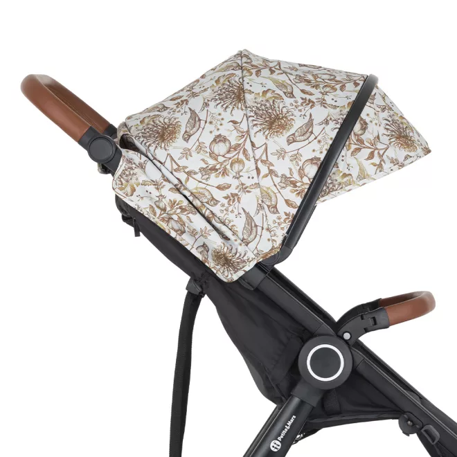 Petite & Mars Napfénytető és Övvédő Street+ Limited 100 Elegant Birds - Stílusos UV-védelem és Kényelmes Övvédő Babakocsikhoz