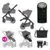 Petite & Mars Kombinált Babakocsi ICON 2in1 Dove Grey XXL AIR - Extra Tágas, Légáteresztő és Könnyű Babakocsi Újszülöttkortól