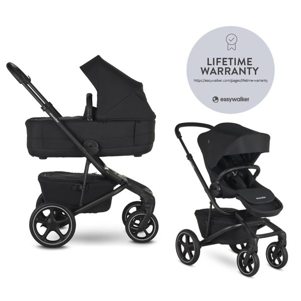 EasyWalker Jimmey 2in1 Kombinált Babakocsi LITE RWS Pepper Black - Könnyű Váz, Prémium Rugózás