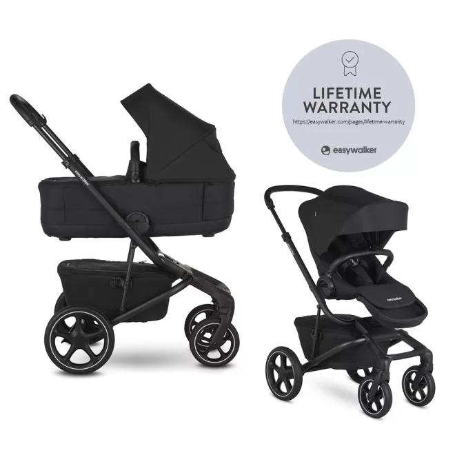 EasyWalker Jimmey 2in1 Kombinált Babakocsi LITE RWS Pepper Black - Könnyű Váz, Prémium Rugózás