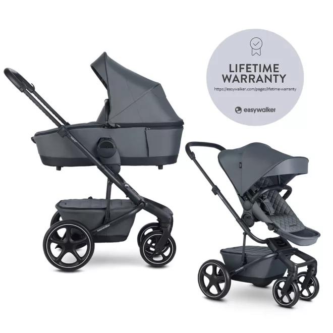 EasyWalker Harvey5 Premium 2 az 1-ben Kombinált Babakocsi Mineral Grey - Prémium Városi Babakocsi, Mózeskosárral és Sportüléssel, Újszülött Kortól