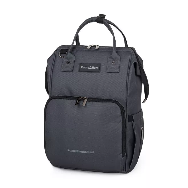 Petite & Mars Jack Pelenkázó Hátizsák Babakocsihoz - Catchthemoment Sorozat Ultimate Grey - Praktikus, Tágas és Stílusos Pelenkázó Táska