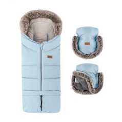   Petite & Mars Arctic 4in1 Téli Bundazsák + Szőrme Kézmelegítő Babakocsira Furry Sky Whisper - Extra Meleg, Vízálló, OEKO-TEx®, Hosszabbítható, Teljes Téli Szett 0-3 Éves Korig