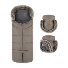   Petite & Mars Arctic 4in1 Téli Szett Furry Mocha Mousse Bundazsák Kézmelegítő és Kesztyű Babakocsira