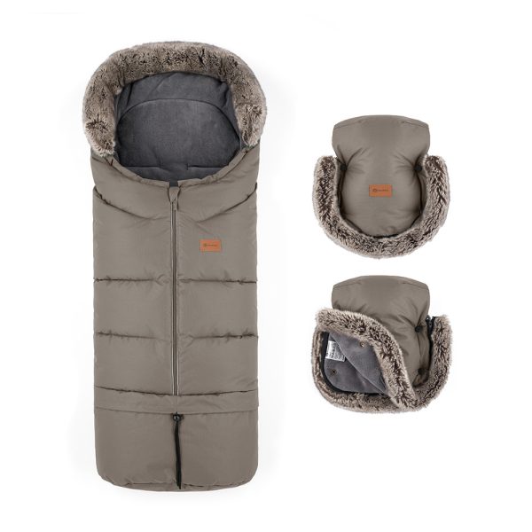 Petite & Mars Arctic 4in1 Téli Szett Furry Mocha Mousse Bundazsák Kézmelegítő és Kesztyű Babakocsira