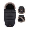 Petite & Mars Comfy 4in1 Téli Bundazsák + Szőrme Kézmelegítő Babakocsira Furry Forever Black - Extra Meleg, Vízálló, OEKO-TEX®, Univerzális Használat, Teljes Téli Szett