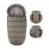 Petite & Mars Comfy 4in1 Téli Bundazsák + Szőrme Kézmelegítő Babakocsira Furry Mocha Mousse - Extra Meleg, Vízálló, OEKO-TEx®, Univerzális Méret, Teljes Téli Szett