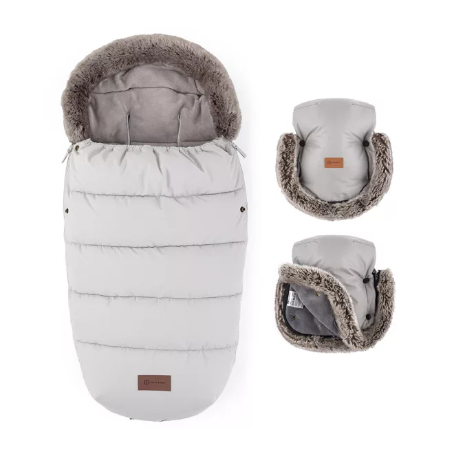 Petite & Mars Comfy 4in1 Téli Szett Furry Champagne Shower Bundazsák Kézmelegítő és Kesztyű Babakocsira