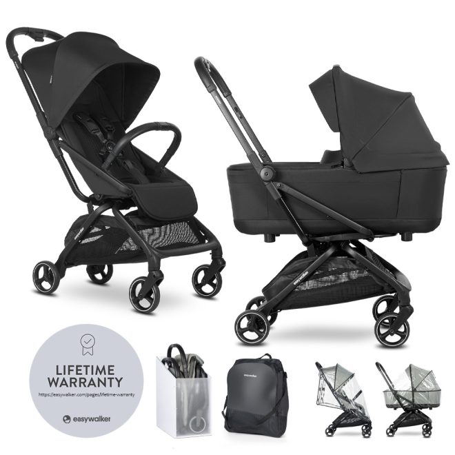 EasyWalker Rockey S Sport Babakocsi Pure Black - Ultra Könnyű, Kompakt Összecsukás