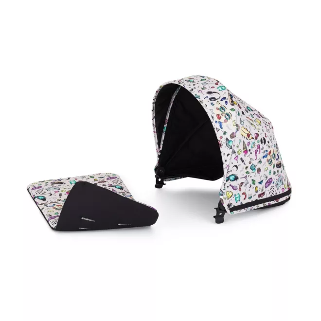 Petite & Mars Napfénytető és Övvédő Royal3 Limited100 Tattoo - Stílusos Mintás, Hatékony UV-védelem és Kényelmes Övvédő Babakocsikhoz