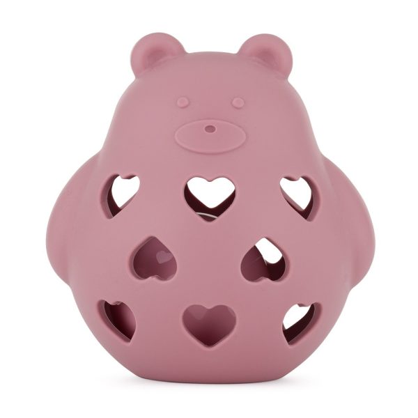 Petite & Mars Szilikon Játék Csörgővel Bear Basil Dusty Rose - Biztonságos és Fejlesztő Baba Játék 0 hónapostól