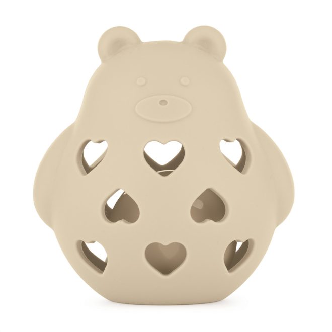 Petite & Mars Szilikon Játék Csörgővel Bear Basil Desert Sand - Biztonságos és Fejlesztő Baba Játék 0 hónapostól