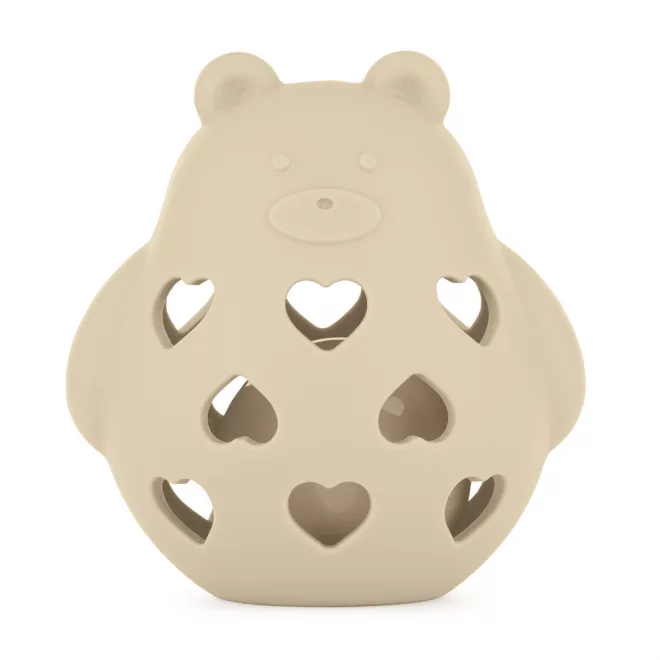 Petite & Mars Szilikon Játék Csörgővel Bear Basil Desert Sand - Biztonságos és Fejlesztő Baba Játék 0 hónapostól