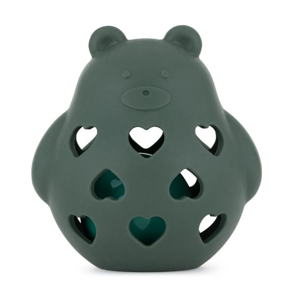 Petite & Mars Szilikon Játék Csörgővel Bear Basil Misty Green - Biztonságos és Fejlesztő Baba Játék 0 hónapostól