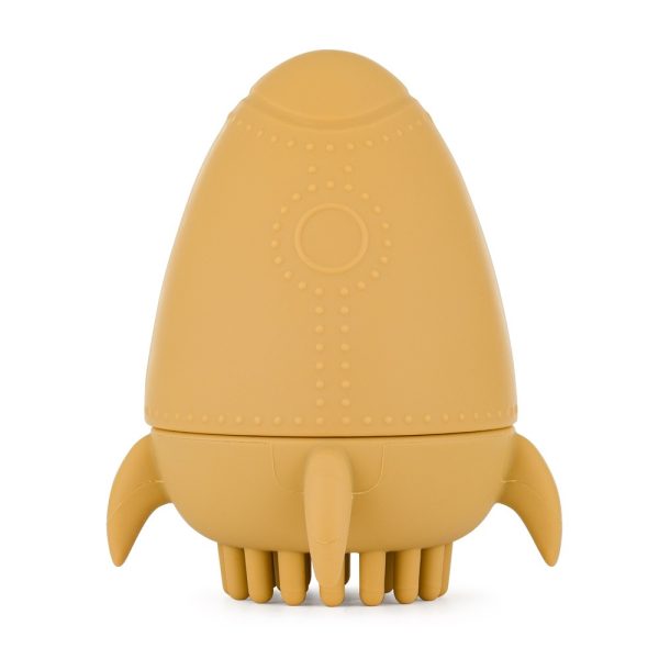 Petite & Mars Szilikon Fürdőjáték Kefével Splashy Rocket Intense Ochre - Biztonságos és Szórakoztató Fürdőjáték Babáknak 6 hónapos kortól