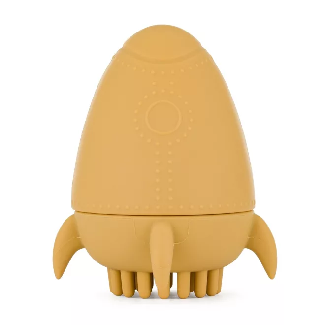 Petite & Mars Szilikon Fürdőjáték Kefével Splashy Rocket Intense Ochre - Biztonságos és Szórakoztató Fürdőjáték Babáknak 6 hónapos kortól
