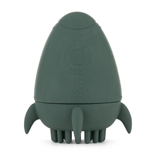 Petite & Mars Szilikon Fürdőjáték Kefével Splashy Rocket Misty Green - Biztonságos és Szórakoztató Fürdőjáték Babáknak 6 hónapos kortól