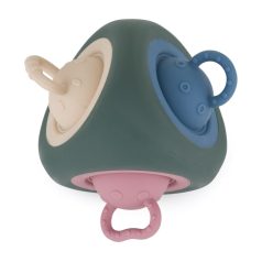   Petite & Mars Szilikon Játék Pop Up Triangle Misty Green - Biztonságos, Interaktív és Érzékszervi Fejlesztő Játék Babáknak 10 hónapos kortól