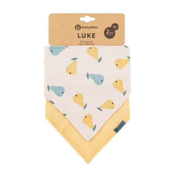 Petite & Mars Nyálkendő Luke 2 db Beige Pears & Intense Ochre - Puha, Kényelmes és Stílusos Nyálkendők Babáknak 3 hónapos kortól
