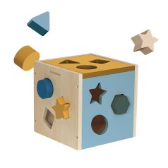   Petite & Mars Fa Formaválogató Játék Gravity Wood of Mars 12 hónapos kortól - Fejlesztő és Természetes Anyagú Baba Játék Cosmic Blue Színben