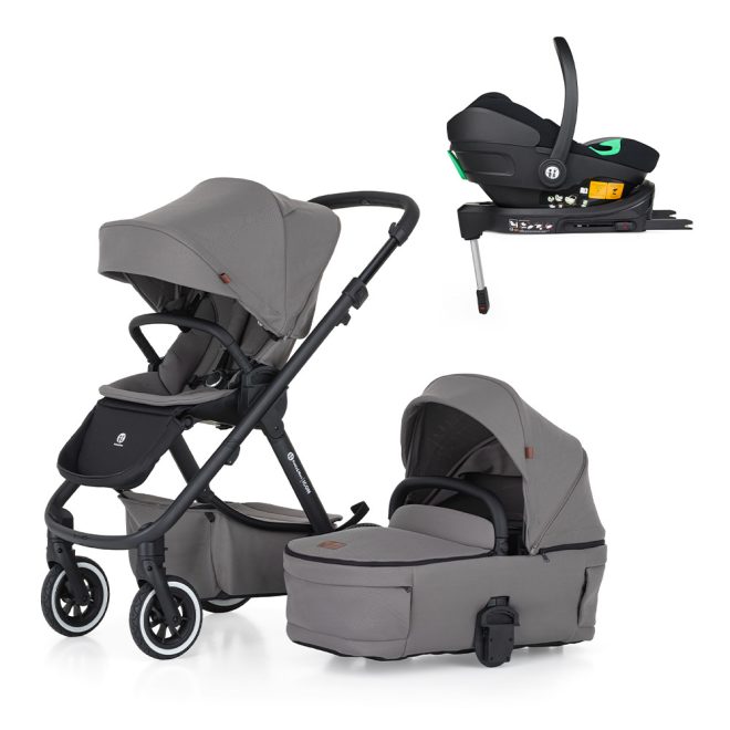 Petite & Mars Icon 3 az 1-ben Kombinált Babakocsi Dove Grey Air - Core Pro i-Size Autósüléssel és Isofix Bázissal, Komplett Utazórendszer