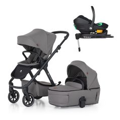   Petite & Mars Icon 3 az 1-ben Kombinált Babakocsi Dove Grey - Core Pro i-Size Autósüléssel és Isofix Bázissal, Komplett Utazórendszer