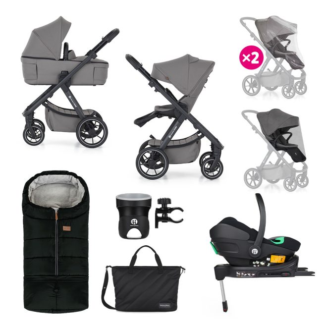 Petite & Mars Icon 3 az 1-ben Kombinált Babakocsi Dove Grey xxL RWS - Core Pro i-Size Autósüléssel és Isofix Bázissal, Komplett Utazórendszer