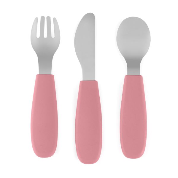 Petite & Mars Rozsdamentes Acél Evőeszközkészlet Take & Match Dusty Rose - Tartós, Praktikus és Elegáns Evőeszközök Babáknak 12 hónapos kortól