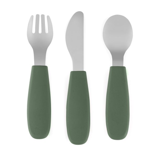 Petite & Mars Rozsdamentes Acél Evőeszközkészlet Take & Match Misty Green - Tartós, Praktikus és Stílusos Evőeszközök Babáknak 12 hónapos kortól