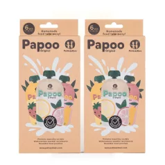   Petite & Mars Papoo Original Tasak Bébiételekhez 1+1 - Praktikus és Higiénikus Tároló Bébiételekhez, Újratölthető és Környezetbarát