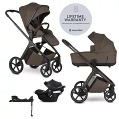   EasyWalker Zoey Chestnut Brown Kombinált Babakocsi Szett Cybex Aton B2 i-Size Autósüléssel és Bázistalppal - Komplett Utazórendszer Újszülött Kortól