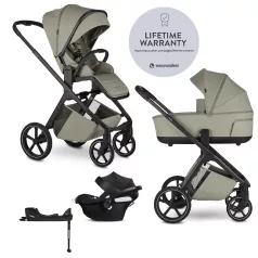   EasyWalker Zoey 3 az 1-ben Kombinált Babakocsi Szett Sage Green CYBEx Aton B2 i-Size Autósüléssel és Bázistalppal - Újszülöttől, Biztonságos Utazás