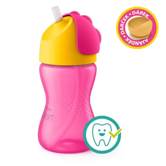 Philips Avent Itatópohár Rugalmas Szívószállal 300ml Lányos (SCF798/02) Csepegésmentes, Fogbarát, Ergonomikus Itatópohár 12 Hónapos Kortól