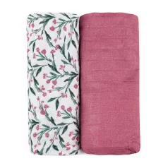   Petite & Mars Bambusz Muszlin Pelenka Szett 2db Misty Pink Meadow 120x120cm - Puha, Légáteresztő és Bőrbarát Pelenkák Újszülötteknek