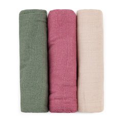   Petite & Mars Bambusz Muszlin Pelenka Szett 3db Moussy Botanic Tones 68x68cm - Puha, Légáteresztő és Bőrbarát Pelenkák Újszülötteknek