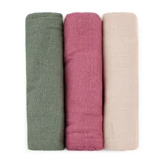   Petite & Mars Bambusz Muszlin Pelenka Szett 3db Moussy Botanic Tones 68x68cm - Puha, Légáteresztő és Bőrbarát Pelenkák Újszülötteknek