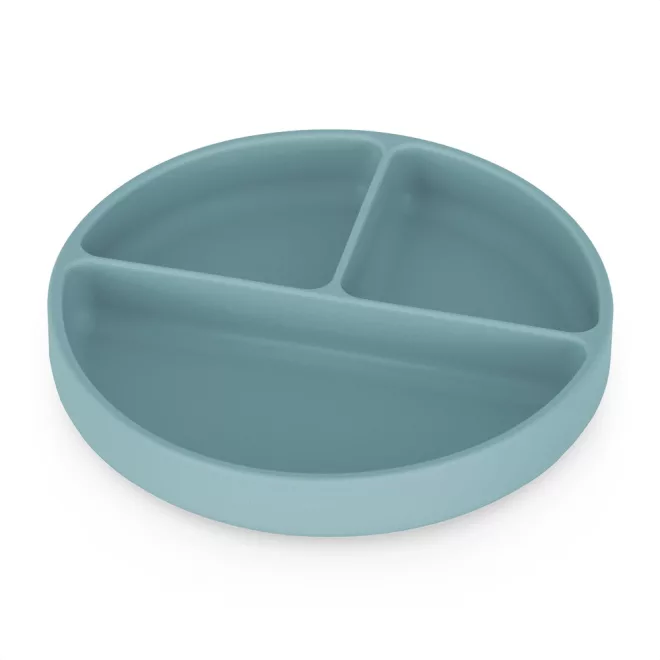 Petite & Mars Take & Match Szilikon Osztott Kerek Tányér Frosted Sky - Tapadó Aljú, BPA-mentes és Könnyen Tisztítható Étkező Tányér 6 Hónapos Kortól