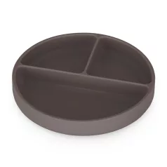   Petite & Mars Take & Match Szilikon Osztott Kerek Tányér Bitter Cocoa - Tapadó Aljú, BPA-mentes és Könnyen Tisztítható Étkező Tányér 6 Hónapos Kortól