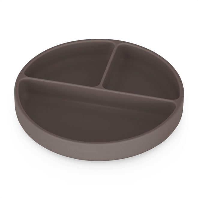 Petite & Mars Take & Match Szilikon Osztott Kerek Tányér Bitter Cocoa - Tapadó Aljú, BPA-mentes és Könnyen Tisztítható Étkező Tányér 6 Hónapos Kortól