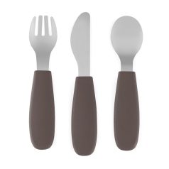   Petite & Mars Take & Match Rozsdamentes Acél Evőeszközkészlet Bitter Cocoa - Ergonomikus, BPA-mentes és Tartós Készlet 12 Hónapos Kortól