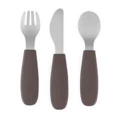   Petite & Mars Take & Match Rozsdamentes Acél Evőeszközkészlet Bitter Cocoa - Ergonomikus, BPA-mentes és Tartós Készlet 12 Hónapos Kortól