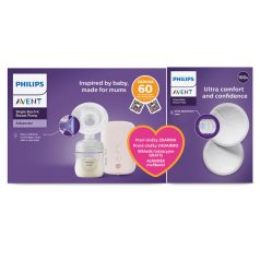   Philips Avent Elektromos Mellszívó (SCF395/31) + Ajándék Eldobható Melltartóbetét - Natural Motion Technológia, 8 Stimulációs és 16 Fejési Üzemmód, Halk és Kényelmes Használat