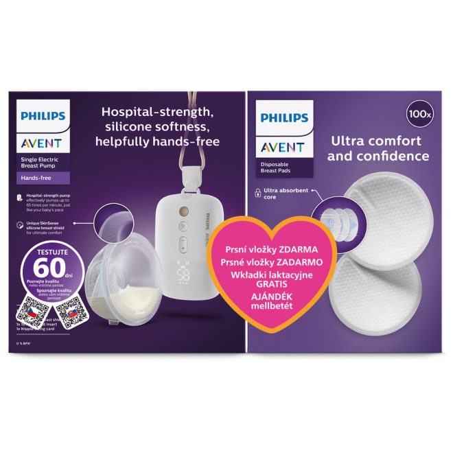 Philips Avent Hands-Free Premium Plus Elektromos Mellszívó (SCF531/11) + Ajándék Eldobható Melltartóbetét - Kéz Nélküli Használat, Natural Motion Technológia, Halk és Kényelmes Fejés