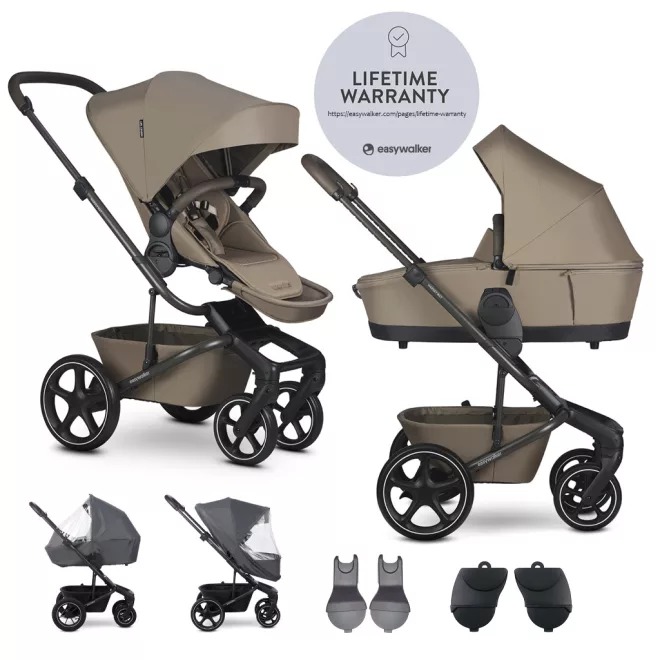 EasyWalker Harvey NxT Set xL Kombinált Babakocsi Mocha Brown - Prémium Kényelem, Teljes Tartozékszett, Újszülöttől Használható
