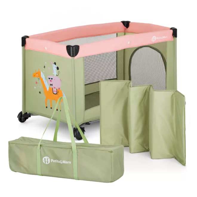 Petite & Mars Koot Utazóágy Friends Boho Party - Összecsukható, Könnyen Szállítható Baba Utazóágy, Otthonra és Útra