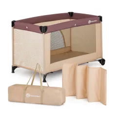   Petite & Mars Nyja Utazóágy Urban Jungle Sand - Összecsukható, Könnyen Szállítható Baba Utazóágy, Otthonra és Útra