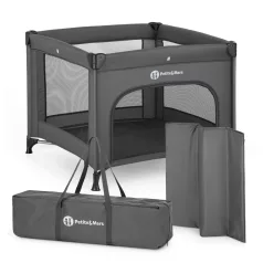   Petite & Mars Nook Urban Charcoal Grey Utazó Járóka - Biztonságos Pihenéshez Otthonra és Utazáshoz