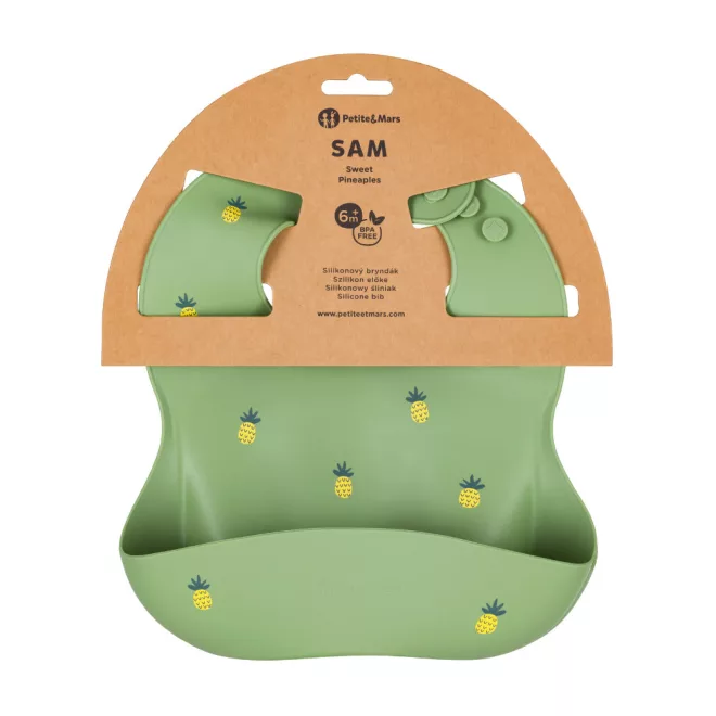 Petite & Mars Take&Match Sweet Pineapples Szilikon Előke 6 Hónapos Kortól - Vidám és Könnyen Tisztítható Babaetetéshez