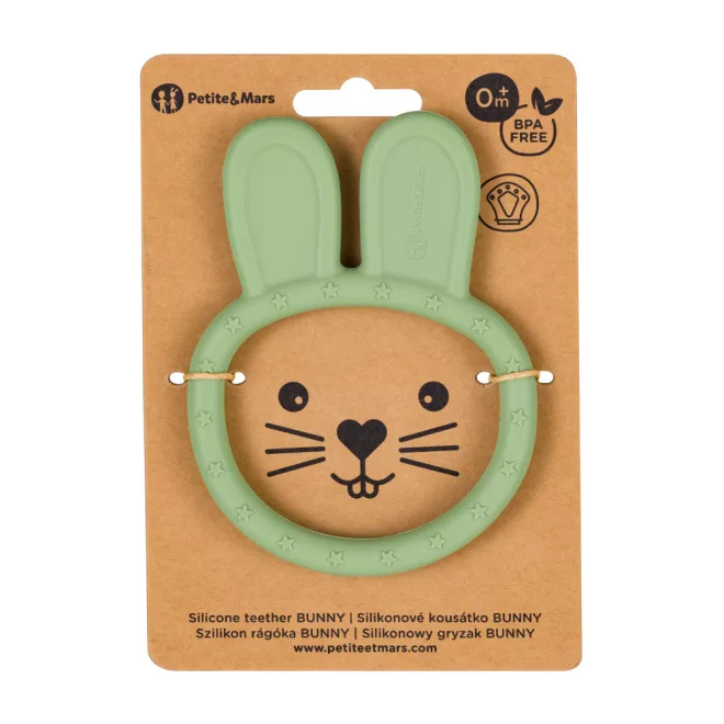 Petite & Mars Bunny Sweet Pea Szilikon Rágóka Újszülött Kortól - BPA Mentes, Puha Fogzást Segítő Babarágóka