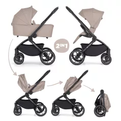   Petite & Mars SCOUT 2 az 1-ben Cappuccino Cream Kombinált Babakocsi - Prémium Kényelem, Sokoldalú Megoldás, Babával Való Mindennapokra